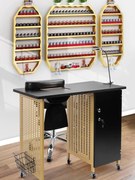 MANIA1 - Masuta manichiura, 90 cm, cu aspirator incorporat, perna maini si lampa LED, masa cosmetica - Alb/ Negru / Alb-Roz / Negru-Auriu