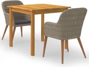 vidaXL Set mobilier de grădină, 3 piese, maro