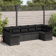 vidaXL Set de canapele pentru grădină cu pernă 7 pcs Negru Rattan poli