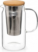 Ceainic din sticla termorezistenta, infuzor metalic si capac, 900 ML