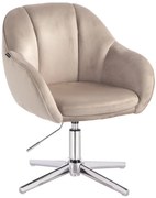 HR2055CROSS Scaun Latte din Catifea cu Bază Cromata