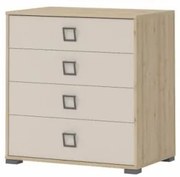 Comoda din pal cu 4 sertare, pentru copii, Kiki F4 Fag, l84xA56xH89 cm