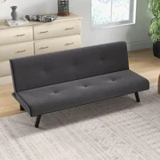 HOMCOM Canapea Extensibilă cu Spătar Reglabil în 3 Poziții și Șezut Tapițat, 170x76x72.5 cm, Gri | Aosom Romania
