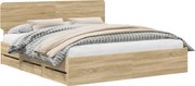 vidaXL Cadru de pat Stejar Sonoma 200 x 200 cm Lemn prelucrat