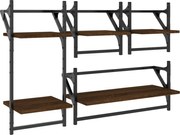 vidaXL Set rafturi de perete cu bare, 4 buc., stejar maro, lemn