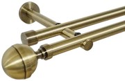 Galerie dubla picior universal fara inele prindere perete kula lux 19/19 mm aur antic (Alege marime: 120 cm)