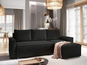 Canapea colt extensibila SMART COSARO negru, cu colt bilateral + 2 perne CADOU