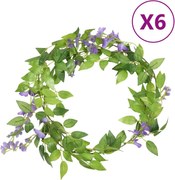 vidaXL Ghirlande de flori, 6 buc., violet, 200 cm