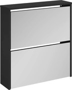 vidaXL Pantofar cu oglindă, 2 niveluri, negru, 63x17x67 cm