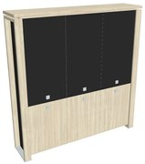 Dulap înalt Verno+ S 200 x 46 x 210 cm, uși combinate, salcâm / negru
