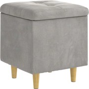 vidaXL Ottomană de depozitare Gri deschis 40 x 40 x 45 cm Catifea