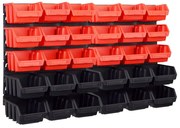 vidaXL Set cutii depozitare 32 piese cu panouri de perete, roșu&amp;negru