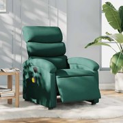 vidaXL Fotoliu electric de masaj rabatabil, verde închis, textil