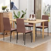 Set 4 scaune captusite pentru sufragerie, Scaune de bucatarie, din metal si material textil kaki HOMCOM | Aosom Romania