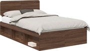 vidaXL Cadru de pat Stejar închis 120 x 200 cm Lemn de pin masiv