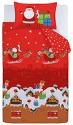 Lenjerie de pat pentru copii roșie pentru pătuț 120x150 cm Santa's Christmas Presents – Catherine Lansfield