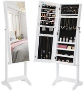 Dulap cu oglinda pe picioare pentru bijuterii JEWELIA, alb