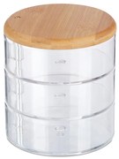 Organizator produse cosmetica 3 compartimente bambus/plastic Transparent