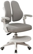 Scaun ergonomic pentru copii, spatar reglabil inaltime si adancime, suport picioare reglabil, rotativ, Gri