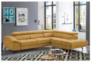Canapea colțar extensibilă cu spațiu depozitare, model BRESCIA, dreapta, galbenă
