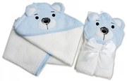 Prosop de baie cu gluga model ursulet bleu Baby Snuggle Baby