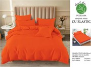 Lenjerie pat dublu, cu elastic, 6 piese - Uni Portocaliu