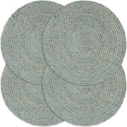 vidaXL Naproane, 4 buc., verde olive, 38 cm, iută, simplu, rotund