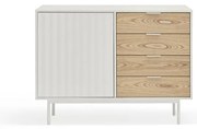 Comodă albă/în culoare naturală joasă cu aspect de lemn de stejar 108x80 cm Sierra – Teulat