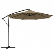 Outsunny Umbrelă laterală rotundă 3 m, umbrelă de grădină înclinabilă cu husă de protecție, poliester protecție UV UPF50+, Kaki | Aosom Romania