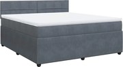 vidaXL Pat box spring cu saltea, gri închis, 180x200 cm, catifea