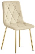 Scaun Bucatarie/Dining Fido Bej Catifea Picioare Aurii