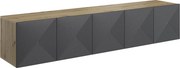 Comodă TV suspendată cu fronturi riflate Asha 200 cm - artisan / rivier stone mat