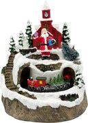 Scena de Craciun cu Trenulet Animat si Mos Craciun JOY, Cu muzica si lumini, 12x15 cm