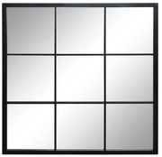 Oglindă pătrată de perete, din metal, finisaj negru antichizat, Factory