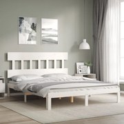 vidaXL Cadru de pat fără saltea, alb, 160x200 cm, lemn masiv pin