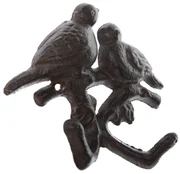 Cârlig din fontă Păsări pe ramură negru, 12 x 13cm