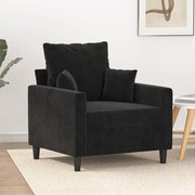 vidaXL Fotoliu canapea, Negru, 60 cm, catifea