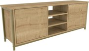 Comoda TV OTIS, stejar/auriu, PAL melaminat, 140x35x51 cm