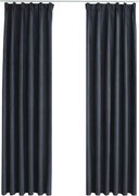 vidaXL Draperii opace cu cârlige, 2 buc., antracit, 140 x 175 cm