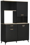 HOMCOM Cămară de Bucătărie cu Sertar Dulapuri și Rafturi Mobilier Auxiliar pentru Cuptor cu Microunde Stil Modern 119x41x180cm Negru | Aosom Romania