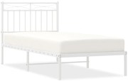 Cadru pat metalic cu tablie, alb, 90x200 cm