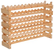 HOMCOM Raft pentru Sticle din Lemn de Brad cu 6 Rafturi pentru 72 de Sticle, 114x28x85 cm, Lemn Natural | Aosom Romania