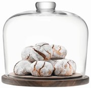 Capac City & platou din lemn de nuc, diametru 22 cm, transparent, LSA, Handmade