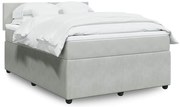vidaXL Pat box spring cu saltea, gri deschis, 140x190 cm, catifea
