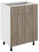 Corp Baza Karo, 1 Sertar, 2 Usi, Stejar Sonoma Inchis/Alb, 60 x 50 x 80 cm