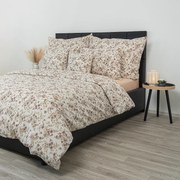 Lenjerie de pat din bumbac crep Kvalitex Flori bej, 140 x 220 cm, 70 x 90 cm