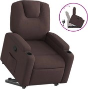 vidaXL Fotoliu rabatabil cu ridicare pe verticală, maro închis, textil