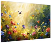 Tablou - Pajiște cu flori de primăvară, pictură (90x60 cm)