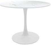 Masa Bucatarie/Dining Brox Rotunda MDF Finisaj Marmura Alba Diametru 120 Cm