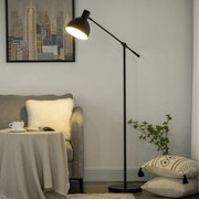 HOMCOM Lampadar de podea pentru living 40 W înălțime ajustabilă, abajur și braț pivotant, comutator la picior, soclu E27, negru | Aosom Romania